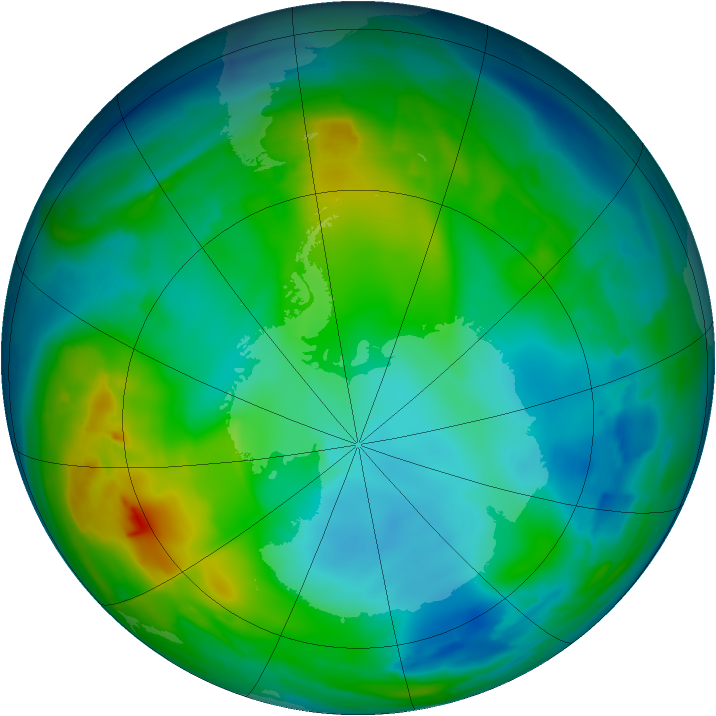 Antarctic ozone map for 03 June 2009